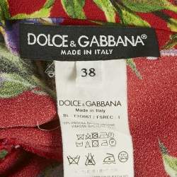 Pre Owned Dolce & Gabbana Red Floral Print Crepe Top and Pants Set S