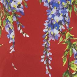 Pre Owned Dolce & Gabbana Red Floral Print Crepe Top and Pants Set S