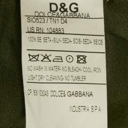 Pre Owned Dolce & Gabbana Dark Green Silk Ruffled Midi Skirt M