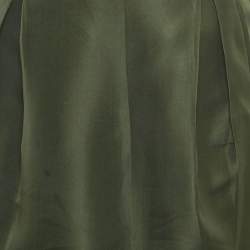 Pre Owned Dolce & Gabbana Dark Green Silk Ruffled Midi Skirt M