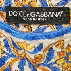 Dolce & Gabbana Grey Floral Jacquard Midi Skirt S