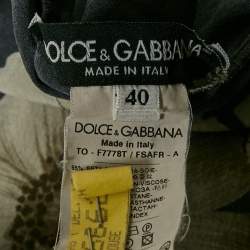 Dolce & Gabbana Dark Grey Floral Print Silk Blend Draped Top S