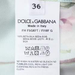 Dolce & Gabbana Multicolor Floral Print Silk-Twill Belted Tops XS