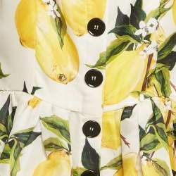 Dolce & Gabbana Yellow Lemon Print Silk Flared Midi Dress L