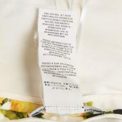 Dolce & Gabbana Yellow Lemon Print Silk Flared Midi Dress L