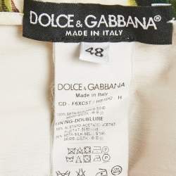 Dolce & Gabbana Yellow Lemon Print Silk Flared Midi Dress L