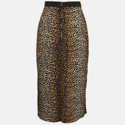 Dolce & Gabbana Brown Animal Print Crepe Midi Skirt L