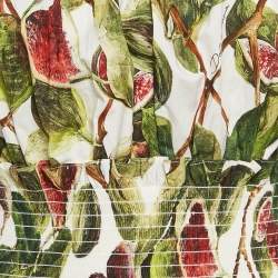 Dolce & Gabbana Green Fig Print Poplin Shirring Detail Mini Dress XS