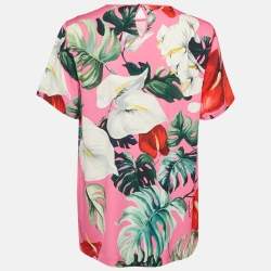 Dolce & Gabbana Pink Tropical Print Silk Top M