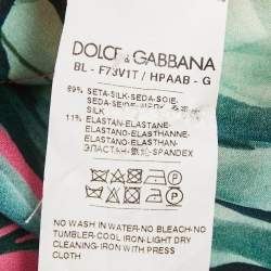 Dolce & Gabbana Pink Tropical Print Silk Top M