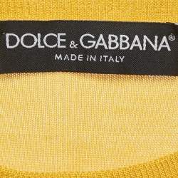 Dolce & Gabbana Yellow Floral Print Silk and Cotton Knit Sleeveless Top S