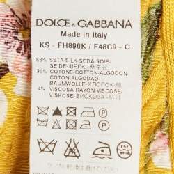 Dolce & Gabbana Yellow Floral Print Silk and Cotton Knit Sleeveless Top S