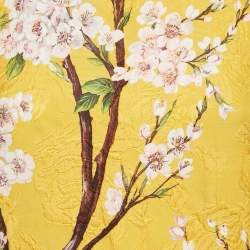 Dolce & Gabbana Yellow Floral Print Silk and Cotton Knit Sleeveless Top S