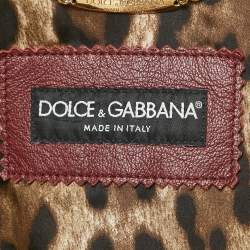 Dolce & Gabbana Burgundy Leather Zip-Up Riders Jacket XL