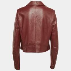 Dolce & Gabbana Burgundy Leather Zip-Up Riders Jacket XL