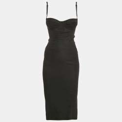 Dolce & Gabbana Black Crepe Sleeveless Midi Dress S