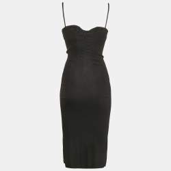 Pre Owned Dolce & Gabbana Black Crepe Sleeveless Midi Dress S