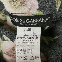 Dolce & Gabbana Black Floral Print Crepe Top S