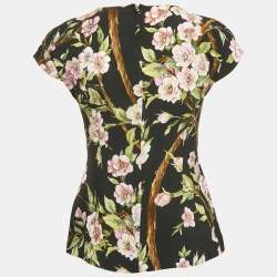 Dolce & Gabbana Black Floral Print Crepe Top S