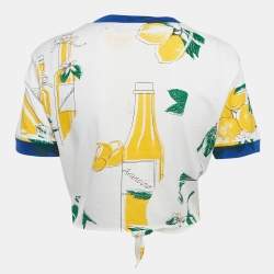 Dolce & Gabbana White Printed Jersey Knotted Top S