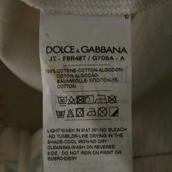 Dolce & Gabbana White Printed Jersey Knotted Top S