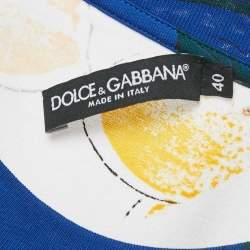 Dolce & Gabbana White Printed Jersey Knotted Top S