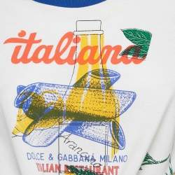 Dolce & Gabbana White Printed Jersey Knotted Top S