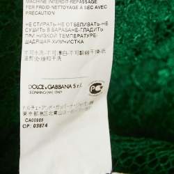 Pre Owned Dolce & Gabbana Green Floral Lace Sheer Top S