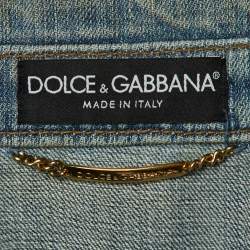 Dolce & Gabbana Blue Distressed Denim Button Up Jacket M
