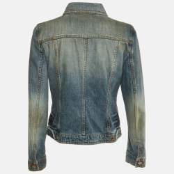 Dolce & Gabbana Blue Distressed Denim Button Up Jacket M
