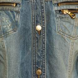 Dolce & Gabbana Blue Distressed Denim Button Up Jacket M
