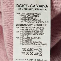 Dolce & Gabbana Pink Wool Knit Floral Appliqued Jumper M