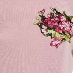 Dolce & Gabbana Pink Wool Knit Floral Appliqued Jumper M