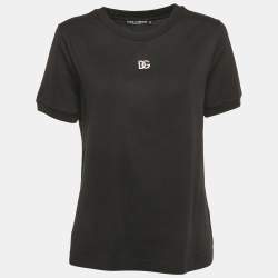 Dolce & Gabbana Black Logo Embellished Jersey T-Shirt L