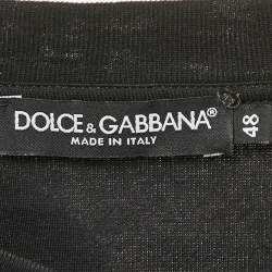 Dolce & Gabbana Black Logo Embroidery Cotton Blend T-Shirt L