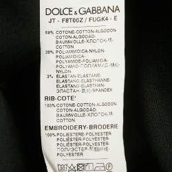 Dolce & Gabbana Black Logo Embroidery Cotton Blend T-Shirt L