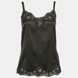 Dolce & Gabbana Black Lace Satin Silk Camisole Top M