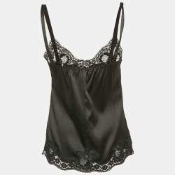 Dolce & Gabbana Black Lace Satin Silk Camisole Top M