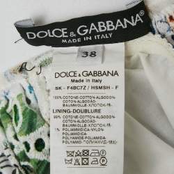 Dolce & Gabbana White Majolica Patchwork Print Lace Flared Skirt S