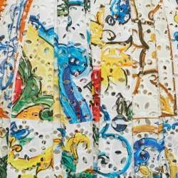 Dolce & Gabbana White Majolica Patchwork Print Lace Flared Skirt S