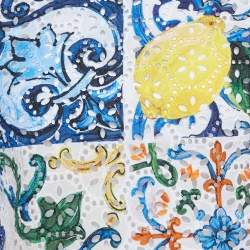 Dolce & Gabbana White Majolica Patchwork Print Lace Top S