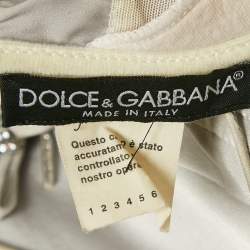 Pre Owned Dolce & Gabbana Grey Crystal Embellished Satin Silk Corset Gown M
