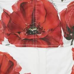 Dolce & Gabbana White Red Poppy Print Cotton Top Shorts Set S