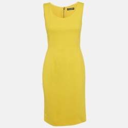 Dolce & Gabbana Yellow Crepe Sleeveless Short Dress S