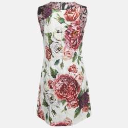Pre Owned Dolce & Gabbana Multicolor Rose Jacquard Sleeveless Mini Dress S