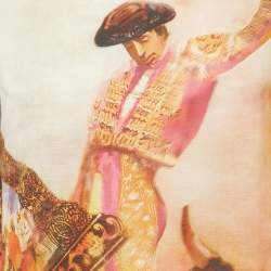 Dolce & Gabbana Pink Bull Rider Print Cotton Blend Top M