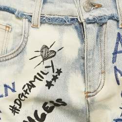 Pre Owned بنطلون جينز دولتشي أند غابانا بويفريند دينم مطرز أزرق مقاس صغير - سمول