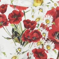 Pre Owned Dolce & Gabbana White Floral Print Crepe Trousers M