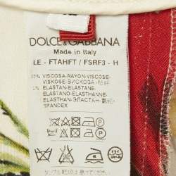 Pre Owned Dolce & Gabbana White Floral Print Crepe Trousers M