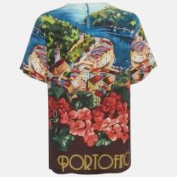 Pre Owned Dolce & Gabbana Multicolor Portofino Print Silk Top M